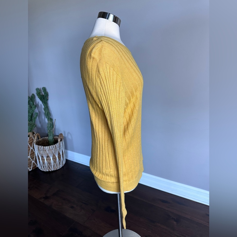 A New Day Cotton Ribbed Crewneck Scoopneck Light Sweater Goldenrod Womens XL - Picture 2 of 8